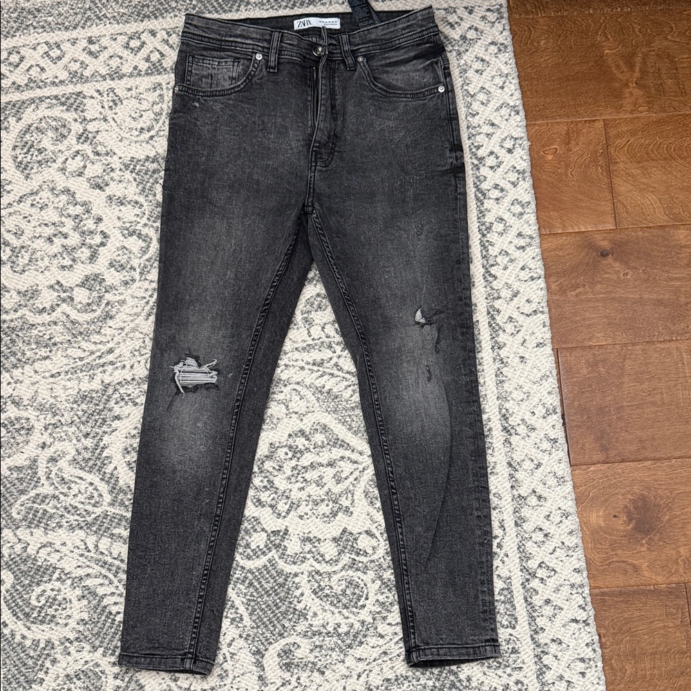 Zara Men's Charcoal Skinny Jeans
